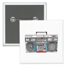 illustration du boombox 80s pin's avec agrafe