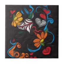 Illustration florale carreau