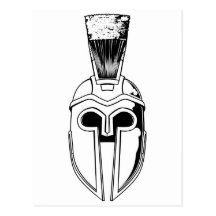 Illustration spartiate monochrome de casque cartes postales