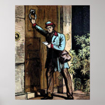 "Illustration vintage du facteur" Affiche