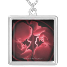 Image conceptuelle d'un utérus contenant des jumea pendentif personnalisé