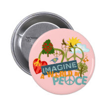 Imaginez un monde dans la paix badge avec épingle
