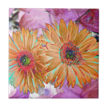 Impression florale au néon carreau