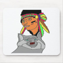 INDIEN ET LOUP 1.PNG TAPIS DE SOURIS