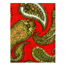 Indien rouge vif Paisley Carte Postale