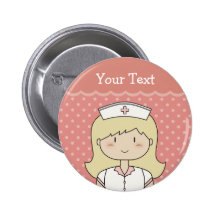 Infirmière mignonne de bande dessinée (blonde) pin's avec agrafe