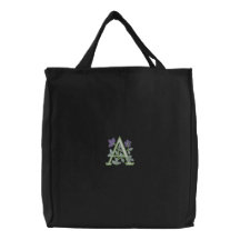 Initiale A de monogramme de fleur Sac De Toile
