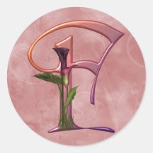 Initiale colorée F de calla Adhésif Rond