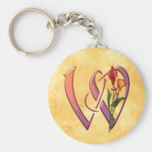 Initiale colorée W de calla Porte-clef