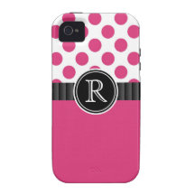 Initiale de à petits pois et de monogramme de rose iPhone 4 case