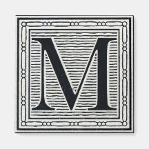 Initiale de bois de graveur de gravure sur bois en magnets pour réfrigérateur