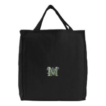 Initiale M de monogramme de fleur Sacs De Toile