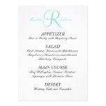 Initiale simple de menu de mariage de noir bleu d' invitation