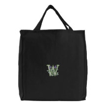 Initiale W de monogramme de fleur Sacs Fourre-tout Brodés