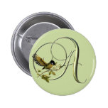 Initiales A d'oiseau chanteur Badge Avec Épingle
