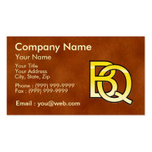 initiales  B et Q en or sur fond de cuir Cartes De Visite Personnelles
