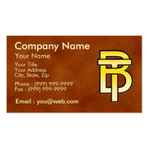initiales  B et T en or sur fond de cuir Cartes De Visite Personnelles