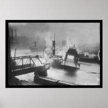 Inondation détruisant un pont à Cleveland 1913 Posters