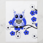 Insecte blanc bleu de hibou de fleurs de cerisier prospectus personnalisés