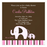 Invitation 5x5 d'éléphant rose (c'est une fille) invitations