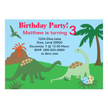 Invitation 5x7 d'anniversaire de dinosaure