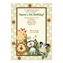 INVITATION 5x7 d'ANNIVERSAIRE de safari de jungle 