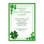 Invitation 5x7 d'anniversaire de shamrock du jour 