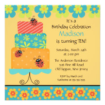 Invitation à la mode d'anniversaire de gâteau
