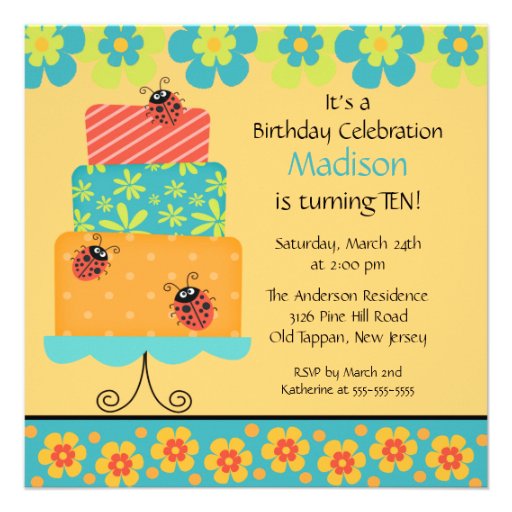 Invitation à la mode d'anniversaire de gâteau