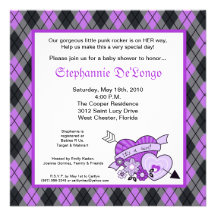 invitation à motifs de losanges de baby shower EMO