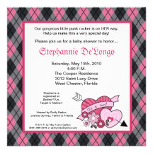 invitation à motifs de losanges de baby shower EMO