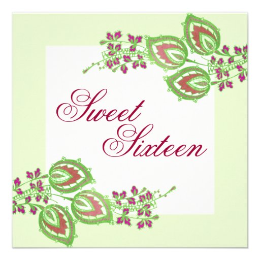 Invitation abstraite florale verte d'anniversaire 
