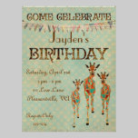 Invitation ambre et azurée d'anniversaire de giraf invitations