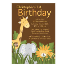Invitation animale de fête d'anniversaire d'enfant