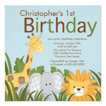Invitation animale de fête d'anniversaire d'enfant