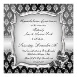 Invitation argentée noire élégante de bijou de pap