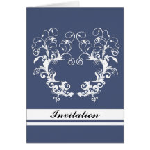 Invitation - bleu de cadre de fleur carte