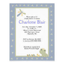 Invitation bleue de baby shower de frontière de co