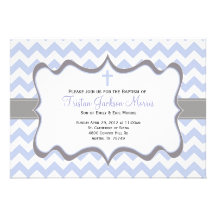 Invitation bleue de baptême de Chevron