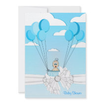 Invitation bleue de douche de bébé de ballon