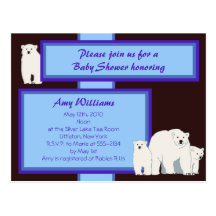 Invitation bleue de douche de carte postale d'ours