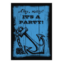 Invitation bleue de fête d'anniversaire d'ancre