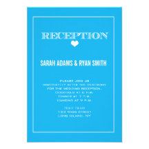 Invitation bleue de réception de mariage de coeur 