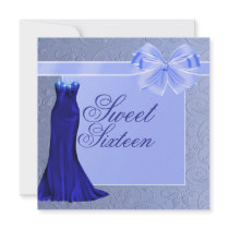 Invitation bleue en soie d'anniversaire de robe et