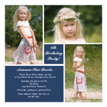 Invitation bleue et blanche de la photo trois