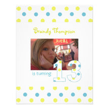Invitation bleue et jaune d'anniversaire de point 