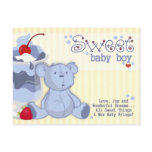 Invitation bleue mignonne de douche d'ours cartes postales