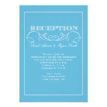 Invitation bleue moderne de réception de mariage