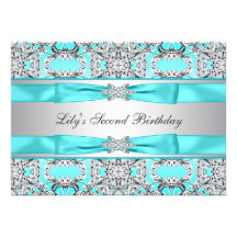 Invitation bleue turquoise argentée de fête d'anni