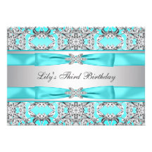 Invitation bleue turquoise de fête d'anniversaire 